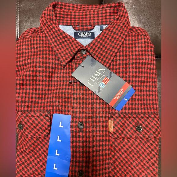 Chaps Men’s Buffalo Flannel button UP Shirt size Large Nwt - Picture 5 of 6